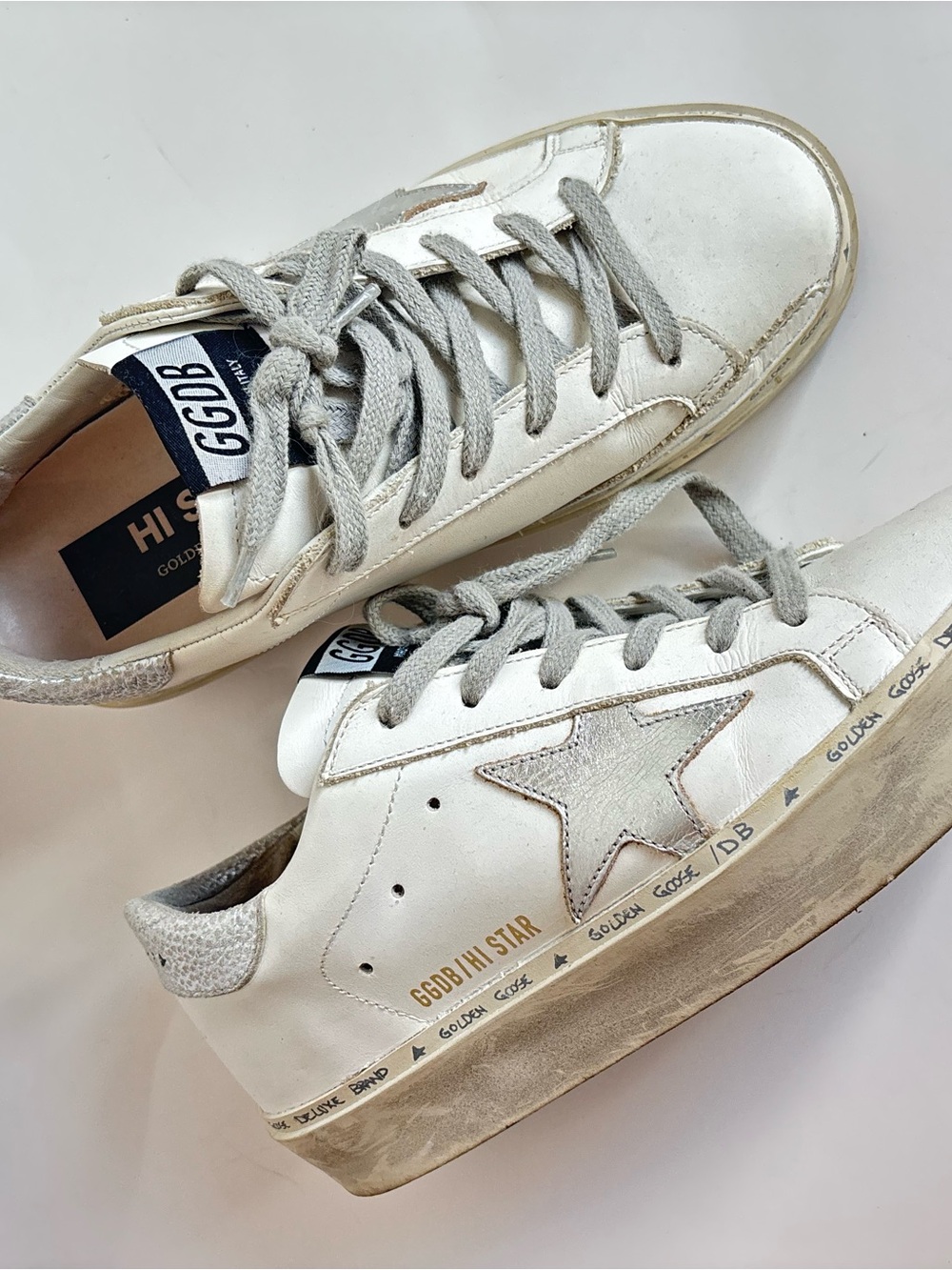 Designer hi star Golden Goose Off-White & Gray Star Low-Top Sneakers